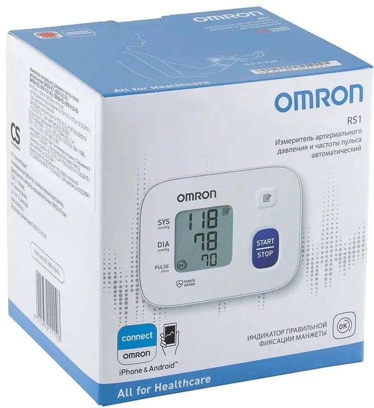 Электронный танометр Omron RS1 на запястье. Электронный танометр Omron RS1 на запястье.
