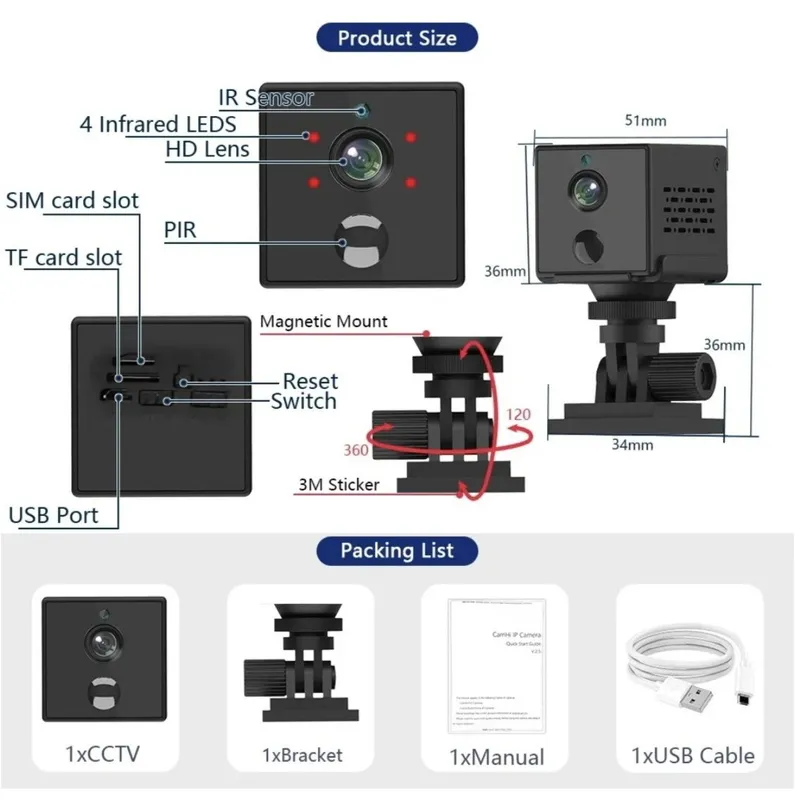Мини камера с сим 4g , wifi 4 Мини камера с сим 4g , wifi 4
