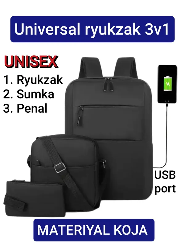 Universal ryukzak to‘plami 3v1 maktab, universitet 4 Universal ryukzak to‘plami 3v1 maktab, universitet 4