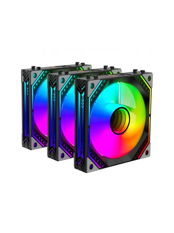 Вентиляторы 2E Gaming Air Cool Magic Mirror, ARGB, 120mm, 3шт, черная зеркальная рамка