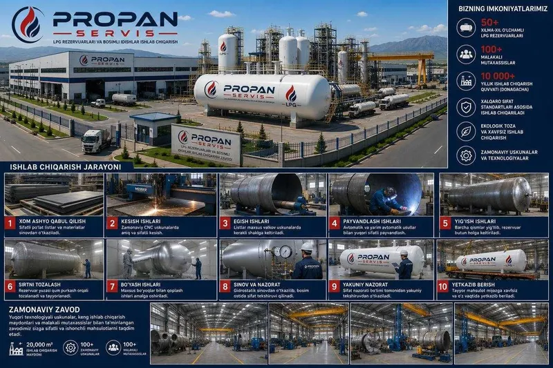 Propanservis.uz propan bochka ishlab chiqaramiz va olib kelamiz 2