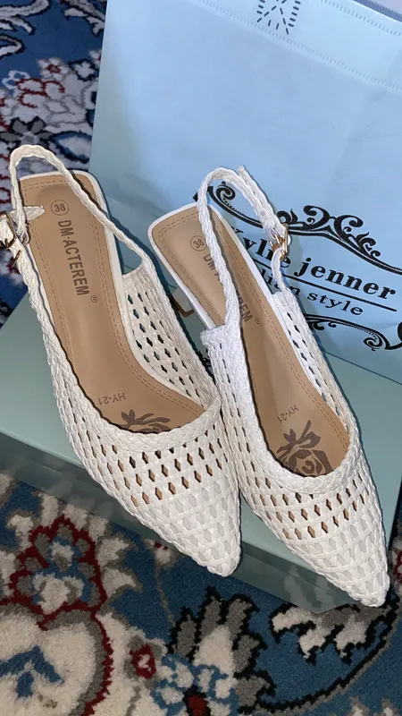 Ayollar uchun oq to‘rli slingback tufli — фото 1