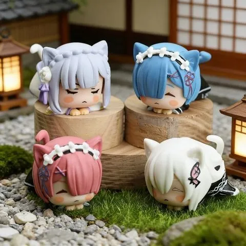 Rezero аниме фигурки спящие кошки резеро чиби 2 Rezero аниме фигурки спящие кошки резеро чиби 2