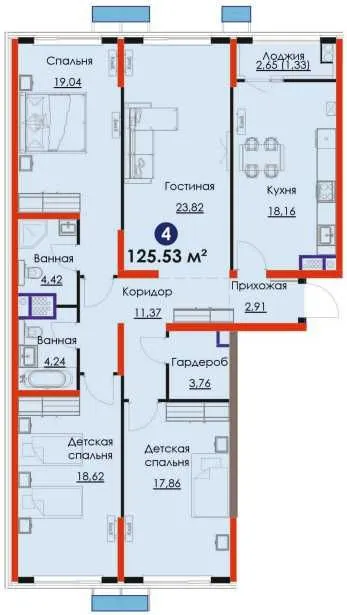 4 комн. квартира Sado | м2 = 1 092у.е. ЛУЧШАЯ ЦЕНА - КОТЛОВАН [GS]
