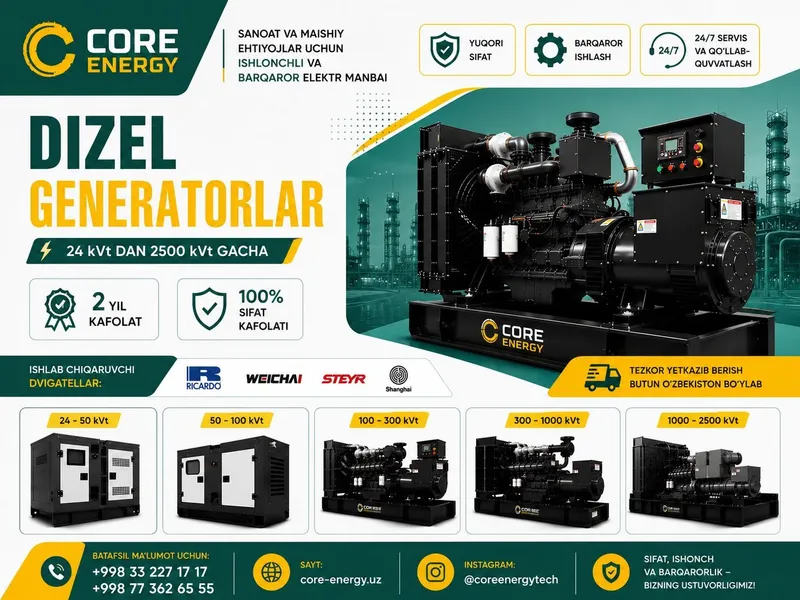 Дизельные генераторы от 24 кВт до 2500 кВт.