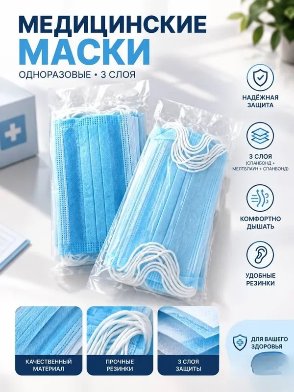 Медицинские маски — 200 сум/шт Медицинские маски — 200 сум/шт