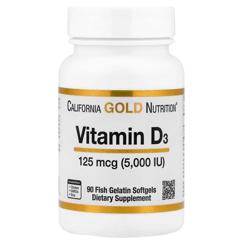 Витамин D3, California Gold Nutrition, 5000 МЕ, 90 капсул