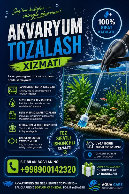 akvarium tozalash xizmati