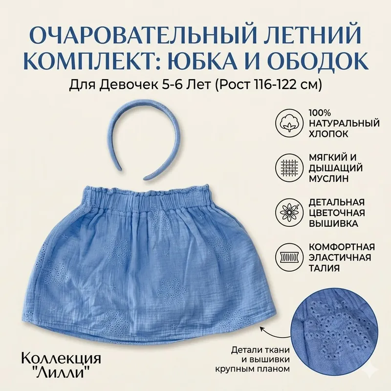 Летняя юбка на девочку 5-6 лет