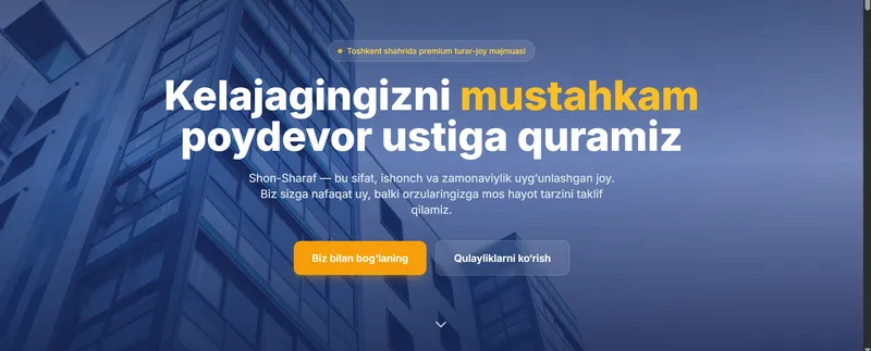 tayyor qurilish kompaniyasi uchun sayt