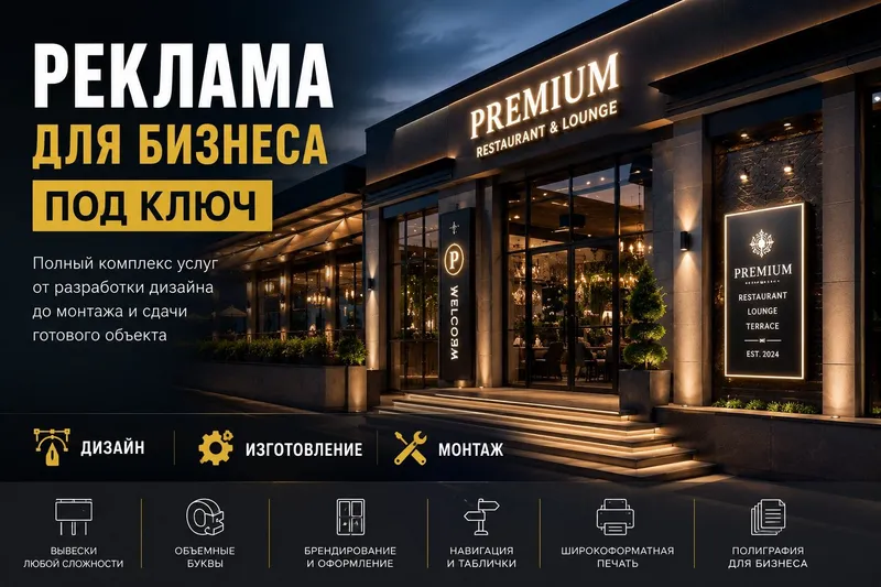 Реклама для бизнеса под ключ | Дизайн, изготовление, монтаж