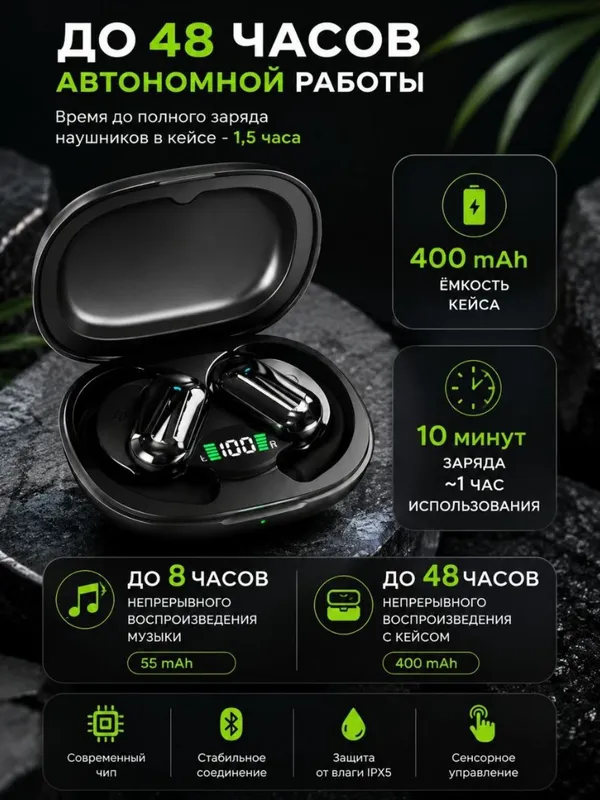 IMENSO ET030 TWS Bluetooth наушники, чёрные/белые 2