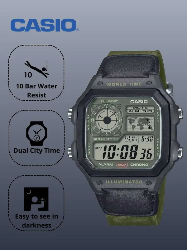 Casio Royale AE-1200 – Мужские часы с японским механизмом и World Time 1 Casio Royale AE-1200 – Мужские часы с японским механизмом и World Time 1
