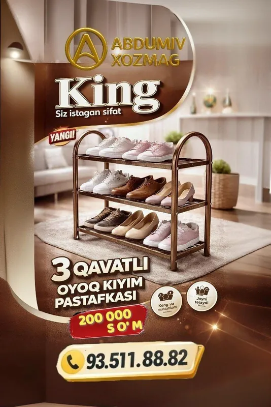 3 etajli oyoq kiyim pastafkasi TEMIRLI
