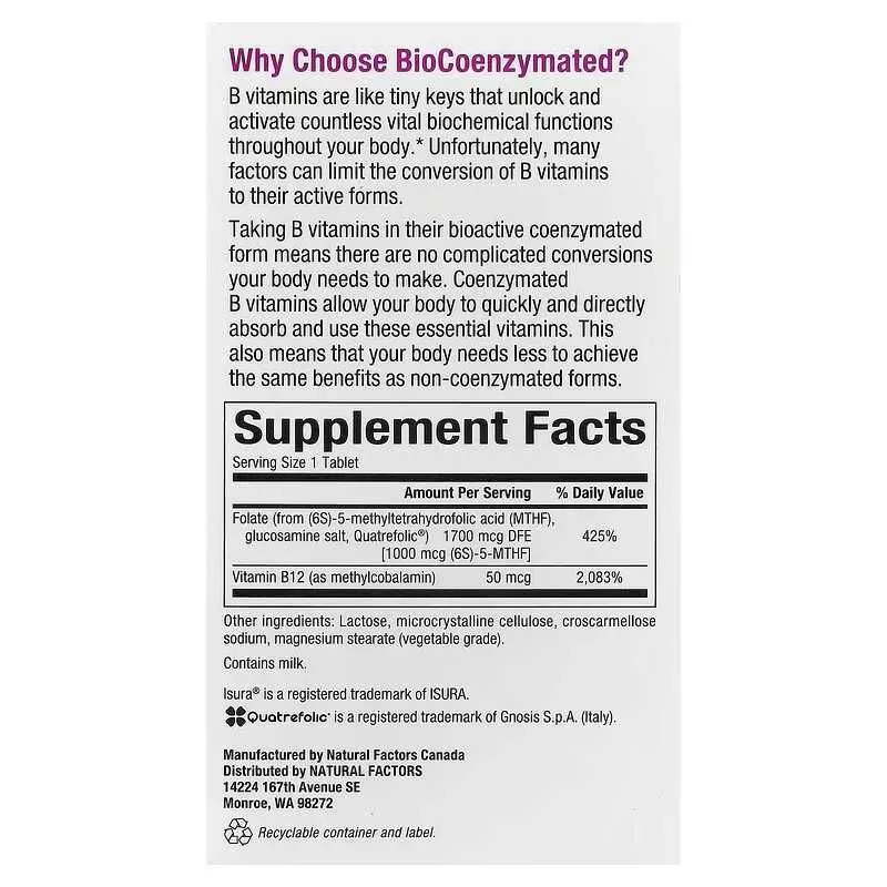 Natural Factors BioCoenzymated 5-MTHF Folate B12 фолат и B12 3 Natural Factors BioCoenzymated 5-MTHF Folate B12 фолат и B12 3
