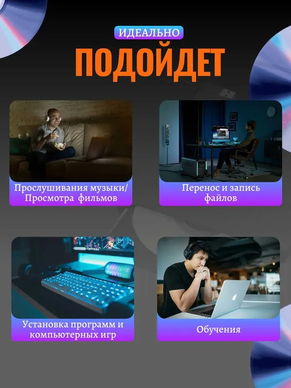 Внешний дисковод DVD-RW, DVD-ROM, CD-ROM 8в1.USB-хаб, высокая скорость — фото 3
