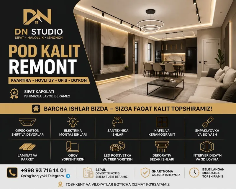 Pod kalit remont | Kvartira va hovli uylar ta’miri 1