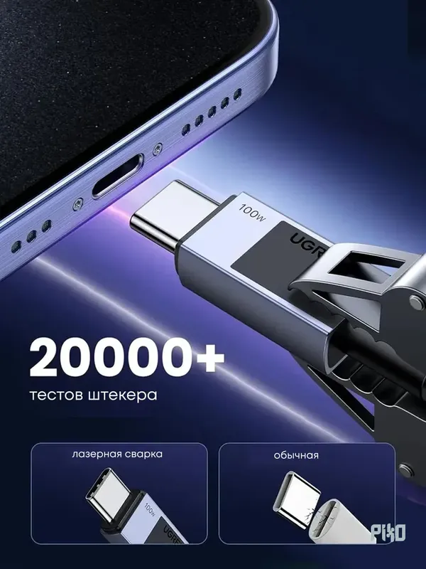 UGREEN USB-C кабель 100W Space Gray 2м — фото 3