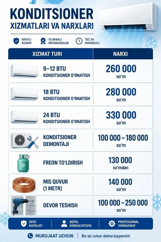 Konditsioner ustanovka qilish 2