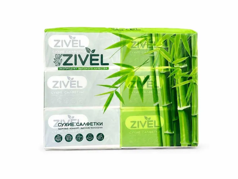 Сухие салфетки Zivel, 6-слойные