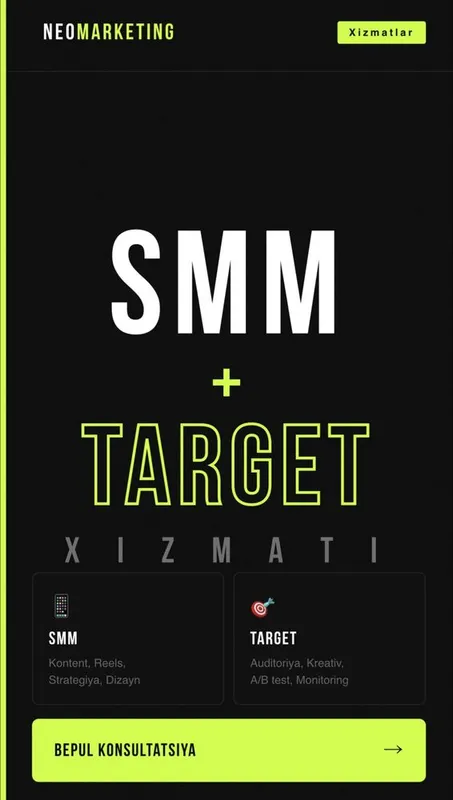 SMM Target xizmatlari | Tashkent