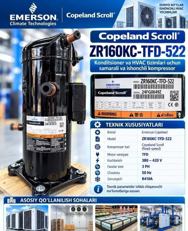 Copeland Scroll ZR160KC-TFD-522 kompressori 1 Copeland Scroll ZR160KC-TFD-522 kompressori 1