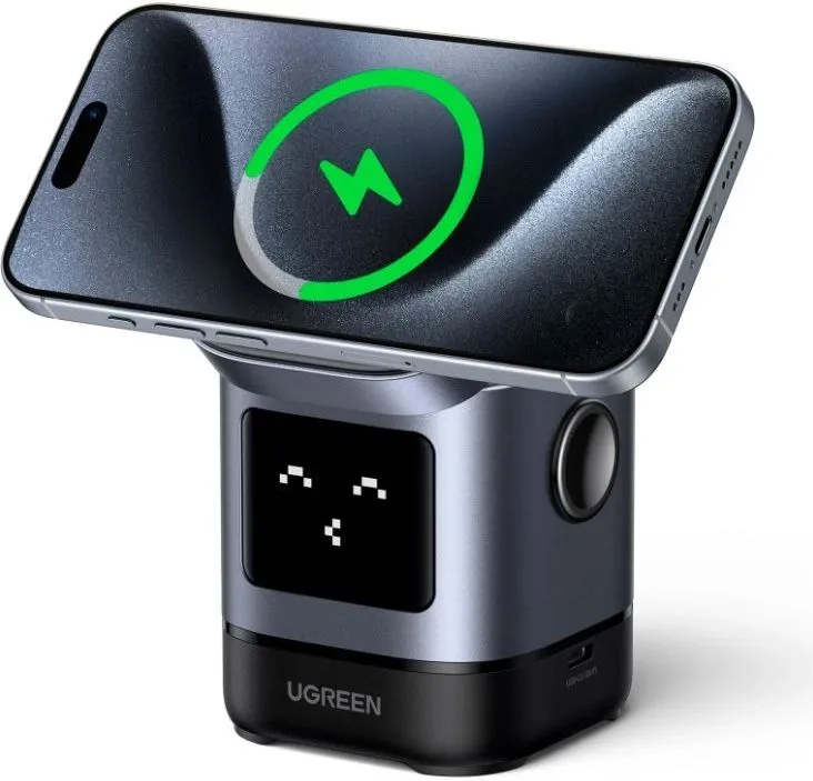 UGREEN Uno Q2 2-в-1 магнитная Qi2-беспроводная зарядка.