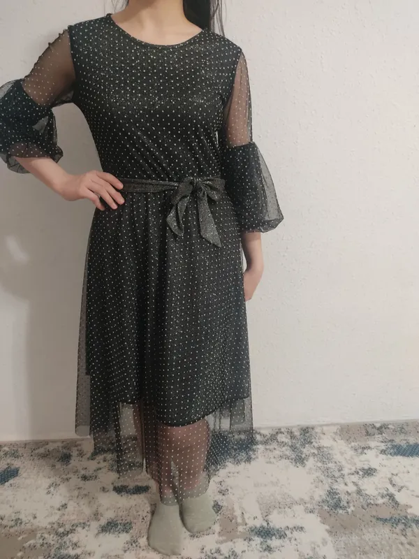 Qizlar uchun zarli elegant koʻylak