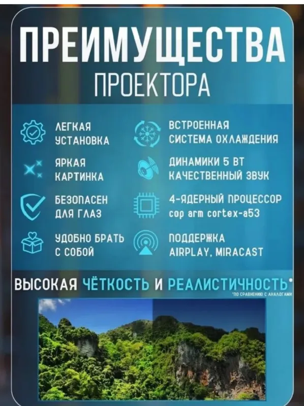 Smart proyektor Hy320mini, android 11.portativ uy kino teatri — фото 4