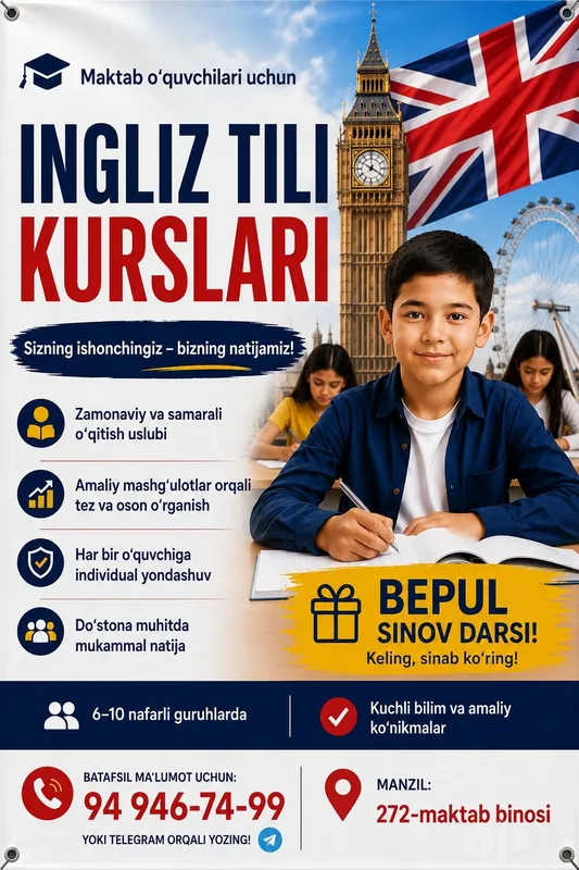 Bolalar uchun ingliz tili kurslari Bolalar uchun ingliz tili kurslari