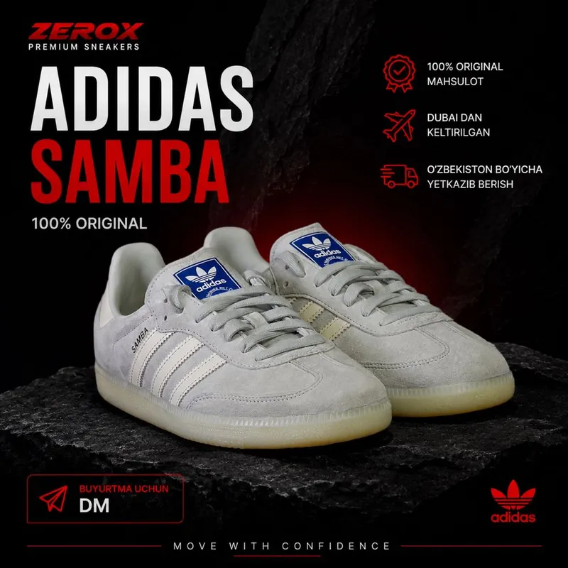 Adidas Samba Grey/White | 100% Original
