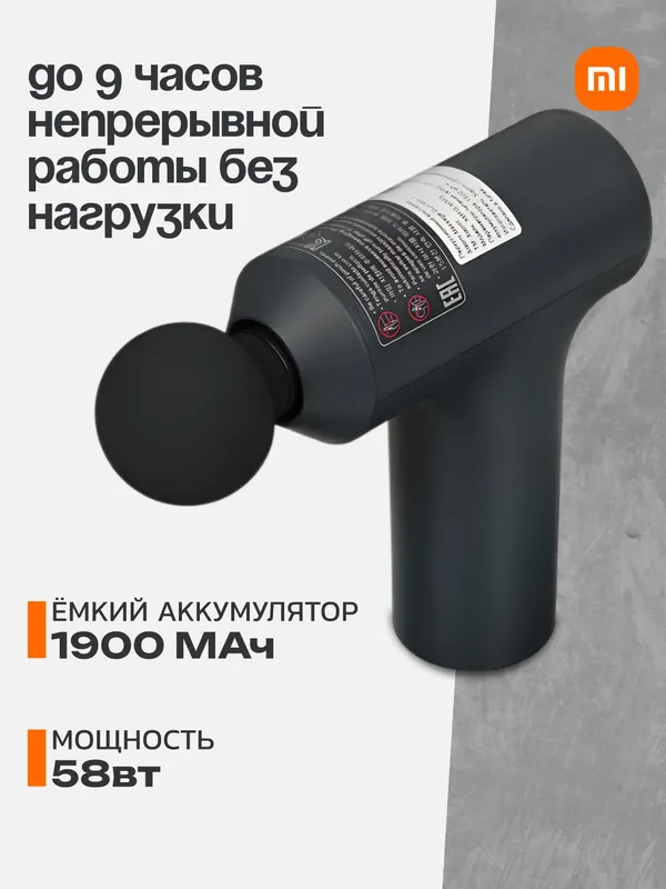 Массажер Xiaomi Massage Gun Mini 2 (BHR9484GL), 3 насадки, 58 Вт — фото 1