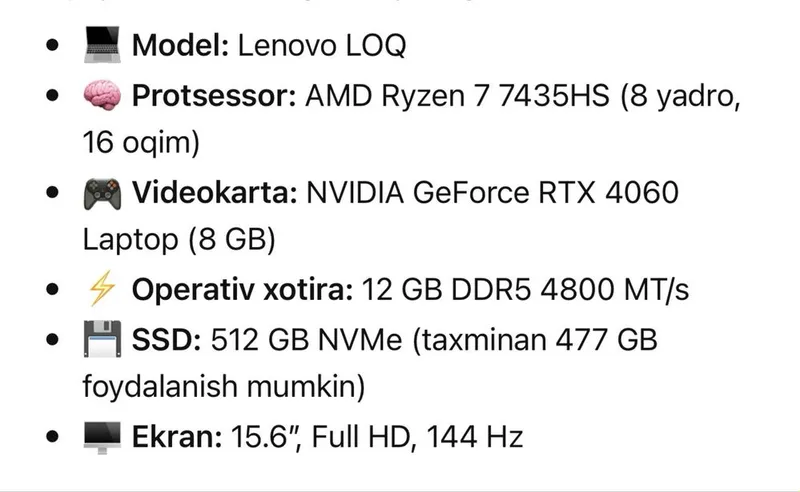 Novtbook Lenova LOQ 2