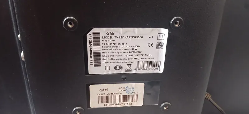 Artel Model:TV LED-A32KH5500 RANGI:QORA HOLARI 3 Artel Model:TV LED-A32KH5500 RANGI:QORA HOLARI 3