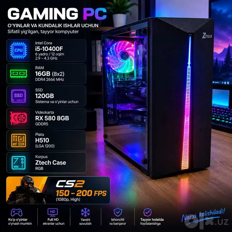 CS2 200 FPS — i5-10400F/16GB/512GB SSD NVMe/B460M/Pro RX580 8GB 2 CS2 200 FPS — i5-10400F/16GB/512GB SSD NVMe/B460M/Pro RX580 8GB 2