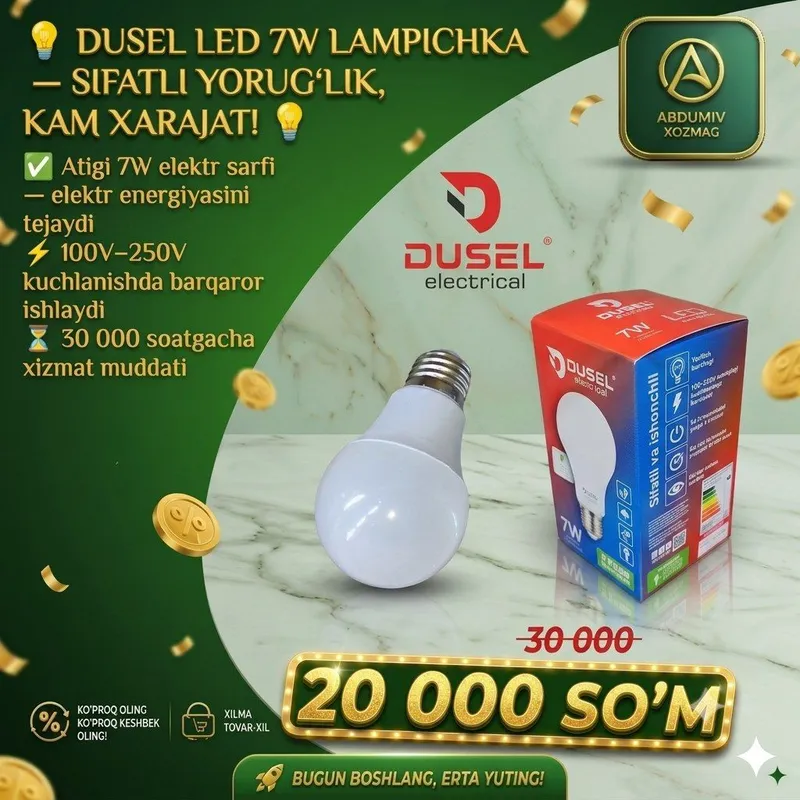 DUSEL LED 7W LAMPICHKA — SIFATLI YORUG‘LIK bizda 1