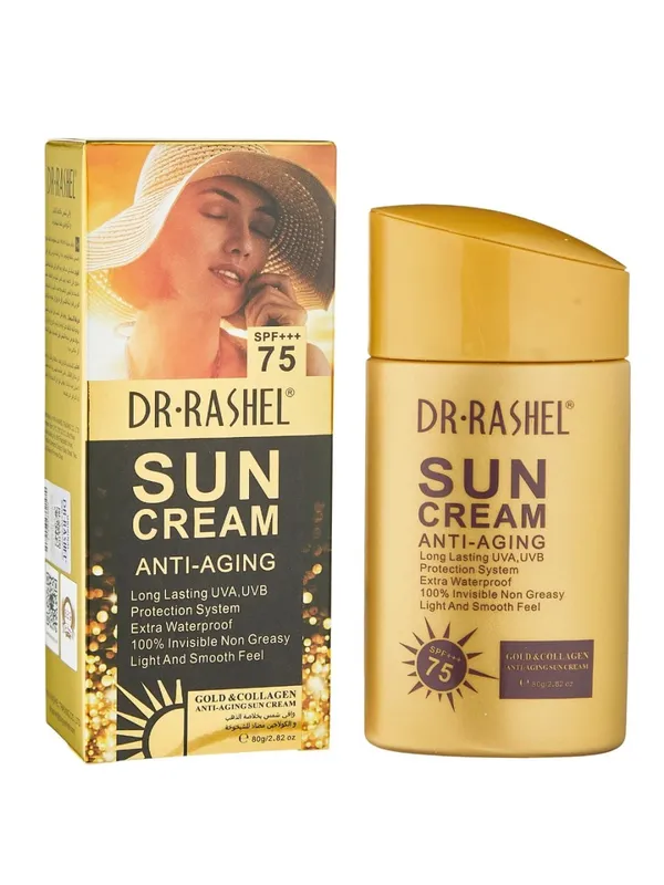 Солнцезащитный крем Dr. Rashel "Gold collagen", антивозрастной, SPF 75, 80 мл — фото 3