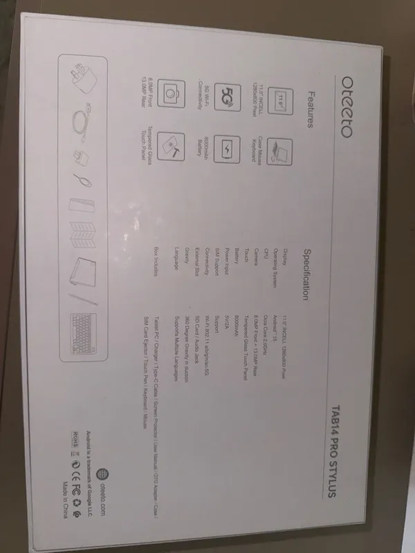 Oteeto TAB14 Pro Stylus 11” планшет клавиатура ва сичқонча билан 2 Oteeto TAB14 Pro Stylus 11” планшет клавиатура ва сичқонча билан 2