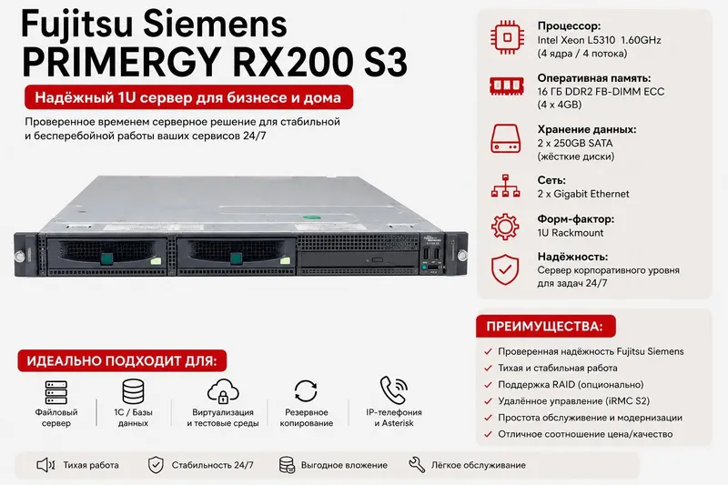 Сервер Futjitsu Siemens Primergency RX200 S3