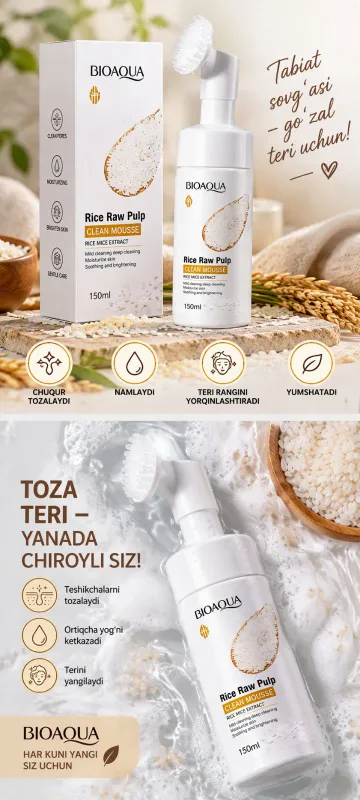 BIOAQUA Rice Raw Pulp Clean Mousse 2