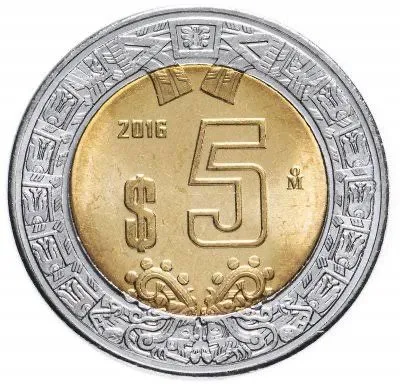 5 песо, меесиканская монетка