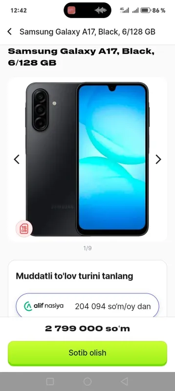 Samsung Galaxy A 17 6/128 korobka yangi 1 yil garantiya