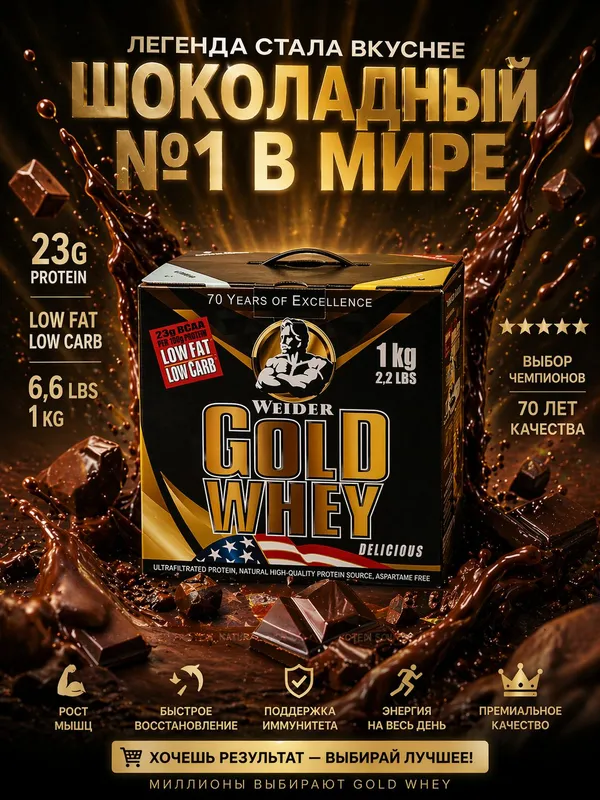 Протеин Gold Whey от Weider каждая порция 23 грамм