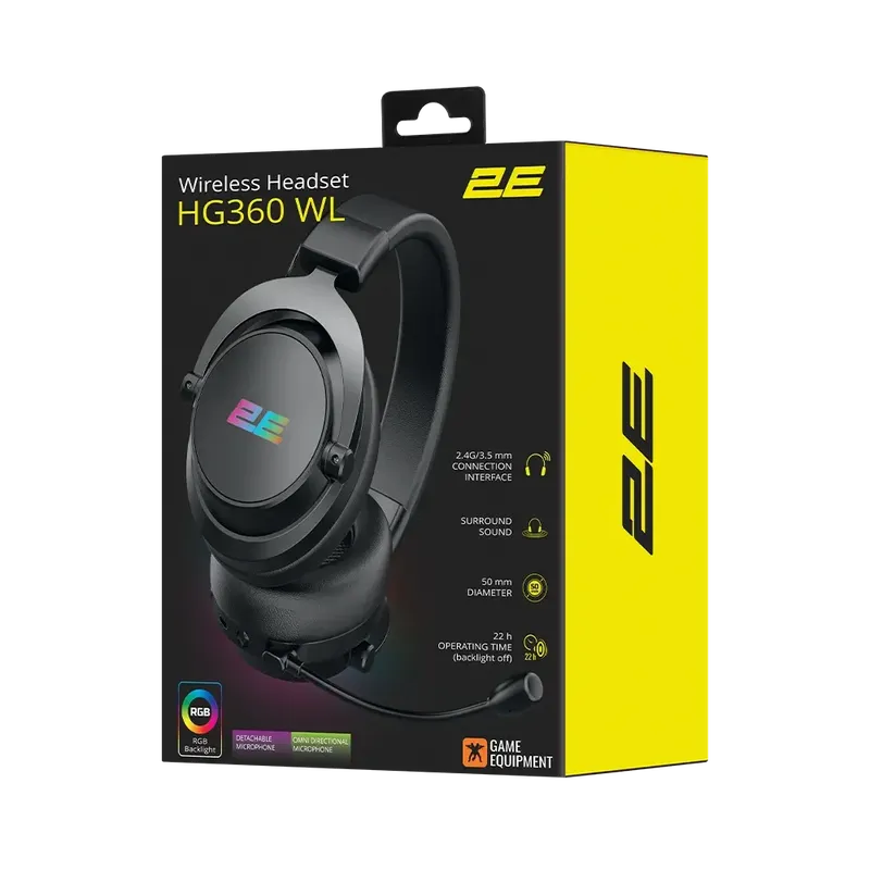 2E Gaming HG360 WL RGB Black O‘yin uchun garnitura 5