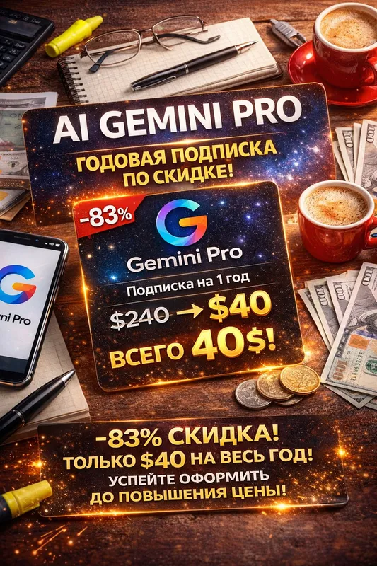 Подписка Gemini Pro годовая | Gemini Pro 1 yillik 3