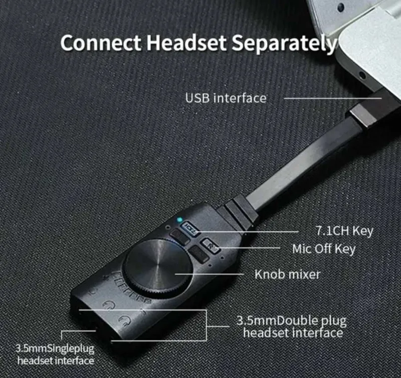 Внешнияя звуковая карта 7в1 USB доставка — фото 3