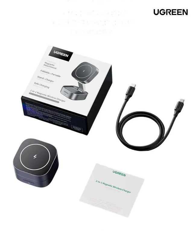 Беспроводное зарядное устройство Ugreen MagFlow 2-in-1 — фото 4