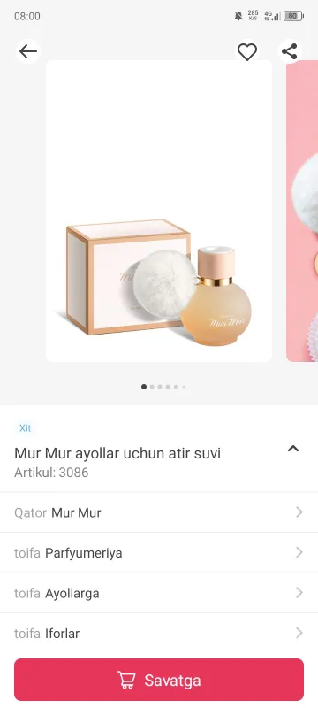 Mur mur atiri hamma joyga dastavka bor