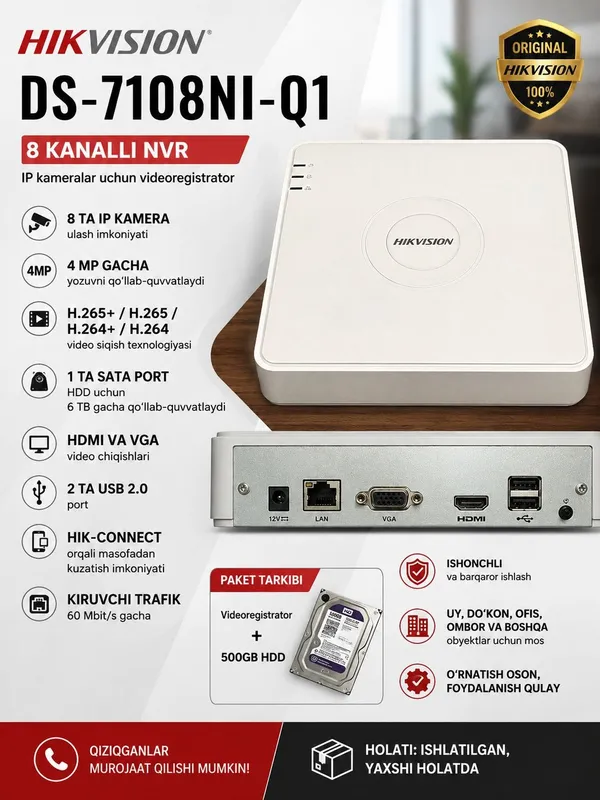 vodeoregostrator Nvr DS-7108NI-Q1 vodeoregostrator Nvr DS-7108NI-Q1