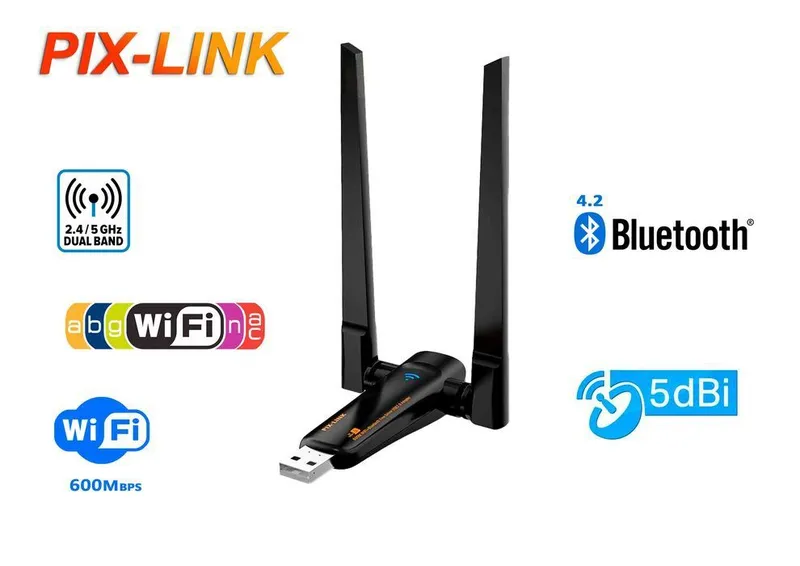 Скидка!Доставка! Wifi usb adapter 2,4 hz/ 5 hz+ bluetooth Pix link